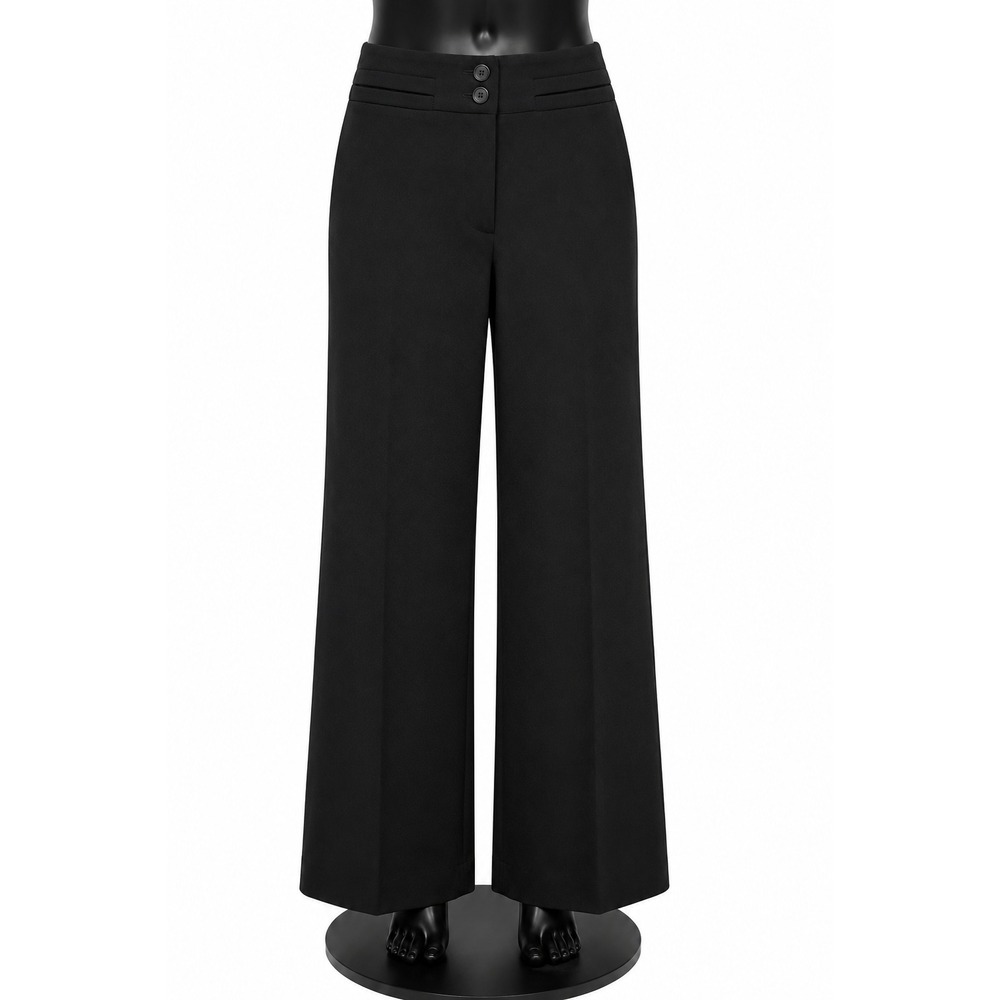 Lana‎ Lee Womens Top Stitched Flat Front Casual Pants Size 8 Black Knit Stretch